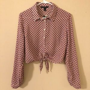NWT Forever 21 Tie Front Button Blouse